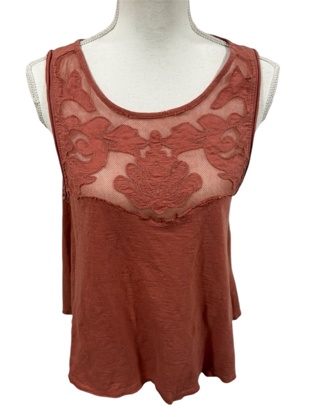 Shyanne Lace Appliqué Western Style Rusty Pink Tank Top - Picture 2 of 10